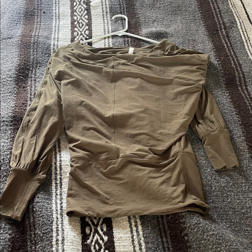 Free People Olive Green Long Sleeve Top